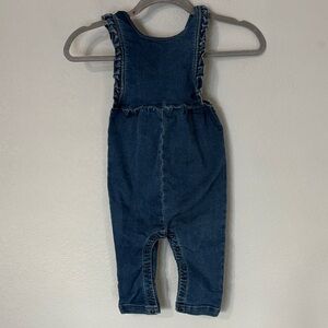Petite Bateau Bubble Denim Ruffle Overalls Stretch 24M
